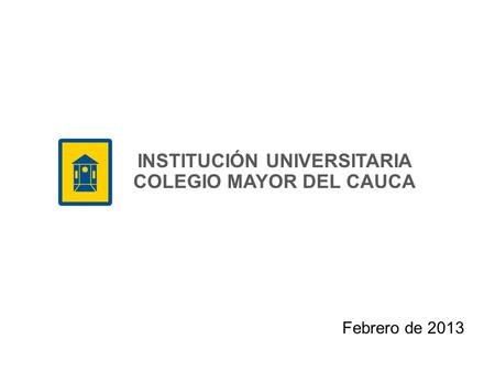 INSTITUCIÓN UNIVERSITARIA COLEGIO MAYOR DEL CAUCA Febrero de 2013.