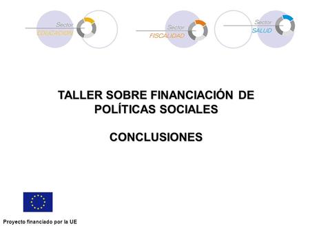 Proyecto financiado por la UE TALLER SOBRE FINANCIACIÓN DE POLÍTICAS SOCIALES CONCLUSIONES.