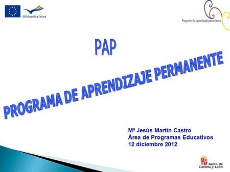 Mª Jesús Martín Castro Área de Programas Educativos 12 diciembre 2012.