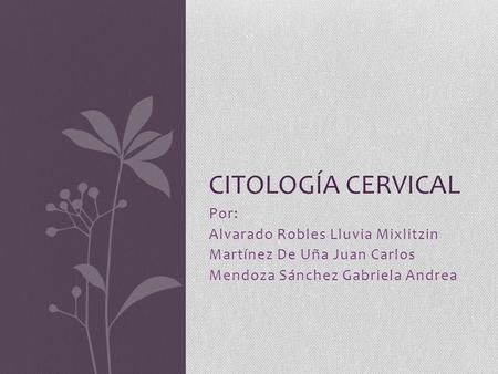 Citología cervical Por: Alvarado Robles Lluvia Mixlitzin