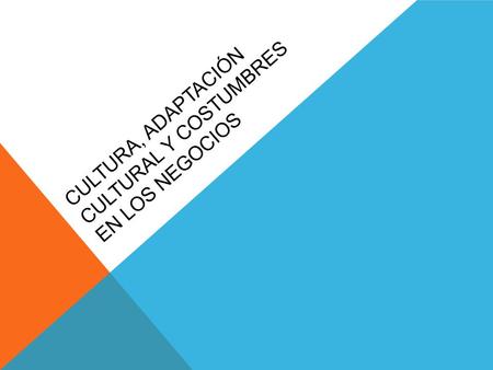 Cultura, adaptación cultural y costumbres en los negocios