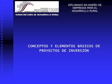 CONCEPTOS Y ELEMENTOS BÁSICOS DE PROYECTOS DE INVERSIÓN