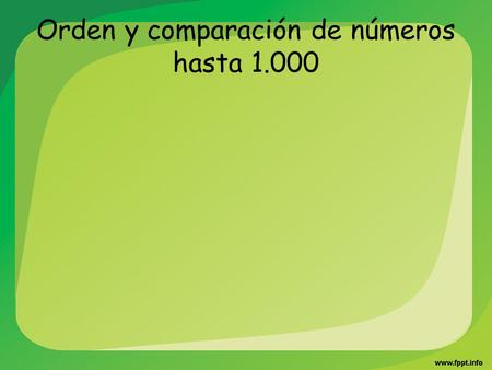 Orden y comparación de números hasta 1.000