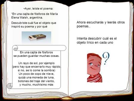 Ahora escucharás y leerás otros poemas..