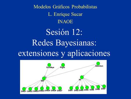 Sesión 12: Redes Bayesianas: extensiones y aplicaciones Modelos Gráficos Probabilistas L. Enrique Sucar INAOE.