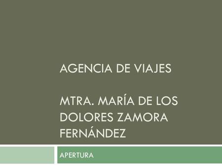 Agencia de viajes mtra. María de los dolores zamora fernández