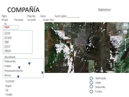 COMPAÑÍA PáginaPreguntas Acerca Ayuda Ingrese _______ ______ PrincipalFrecuentesCompañía Usuario Clave Regístrese Aquí Bogotá Ir a Vías Principales Hoteles.