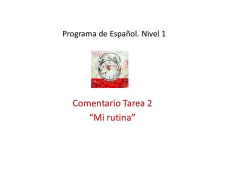 Programa de Español. Nivel 1