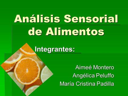 Análisis Sensorial de Alimentos