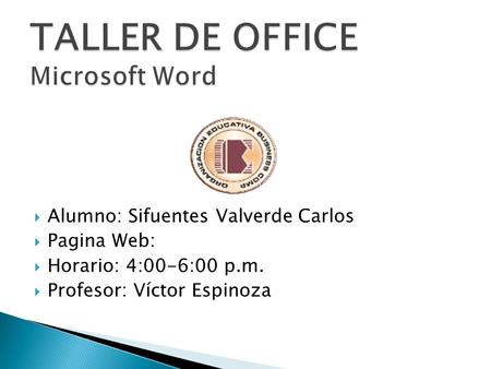 TALLER DE OFFICE Microsoft Word