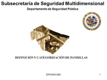 DPS/SSM/OEA1 Departamento de Seguridad Pública Subsecretaría de Seguridad Multidimensional DEFINICIÓN Y CATEGORIZACIÓN DE PANDILLAS.
