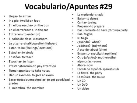 Vocabulario/Apuntes #29