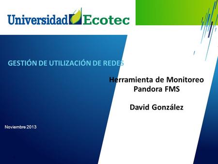1 GESTIÓN DE UTILIZACIÓN DE REDES Noviembre 2013 Herramienta de Monitoreo Pandora FMS David González.