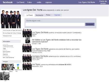 Facebook Los tigres Del Norte estan preparando a cantar una cancion La ParedFotosestilocajonesLos Tigres Del Norte Cierre de sesion Mira a fotos de Los.