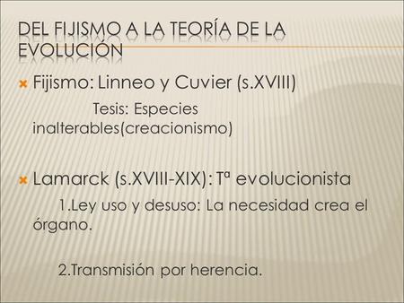 Del fijismo a la teoría de la evolución