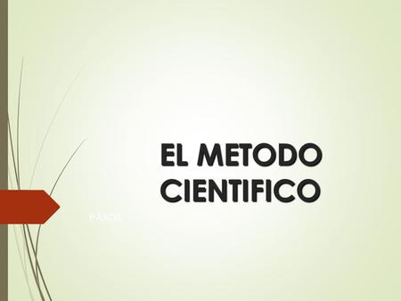 EL METODO 	CIENTIFICO PASOS.