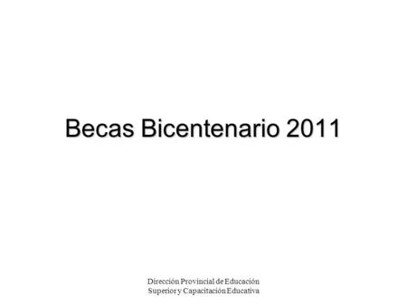 Dirección Provincial de Educación Superior y Capacitación Educativa Becas Bicentenario 2011.