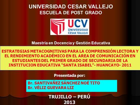 UNIVERSIDAD CESAR VALLEJO Maestría en Docencia y Gestión Educativa