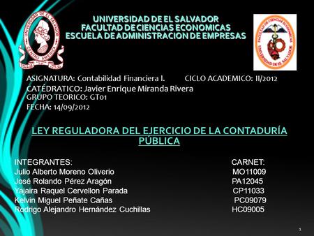 LEY REGULADORA DEL EJERCICIO DE LA CONTADURÍA PÚBLICA