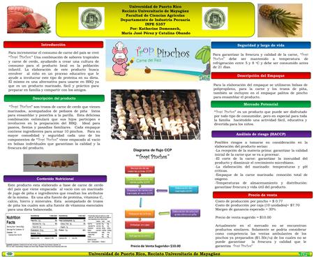 Precio de venta Mercado Potencial Descripción del producto Universidad de Puerto Rico Recinto Universitario de Mayagüez Facultad de Ciencias Agrícolas.