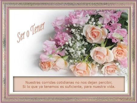 Nuestras corridas cotidianas no nos dejan percibir, Si lo que ya tenemos es suficiente, para nuestra vida.
