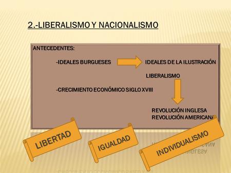 2.-LIBERALISMO Y NACIONALISMO INDIVIDUALISMO LIBERTAD IGUALDAD.