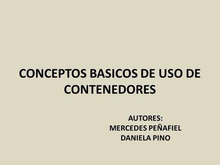 CONCEPTOS BASICOS DE USO DE CONTENEDORES