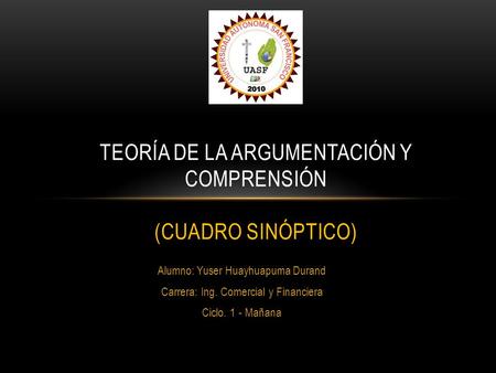 Teoría de la argumentación y comprensión (cuadro sinóptico)