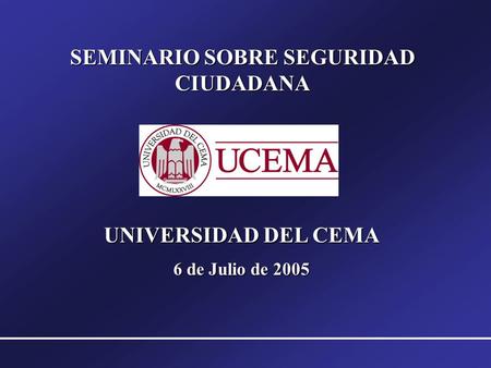 UNIVERSIDAD DEL CEMA 6 de Julio de 2005 SEMINARIO SOBRE SEGURIDAD CIUDADANA.