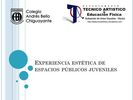 E XPERIENCIA ESTÉTICA DE ESPACIOS PÚBLICOS JUVENILES.
