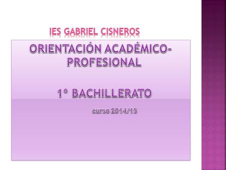 ORIENTACIÓN ACADÉMICO- PROFESIONAL 1º BACHILLERATO curso 2014/15