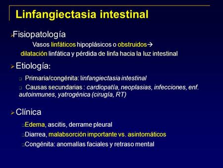 Linfangiectasia intestinal