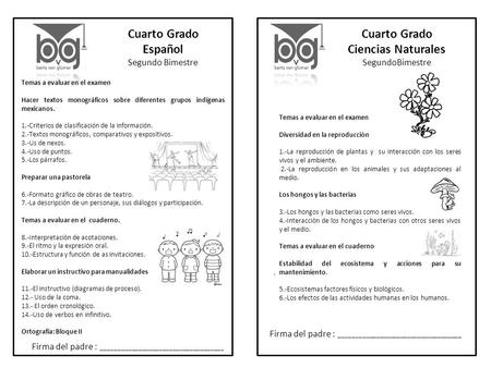 Cuarto Grado Español Cuarto Grado Ciencias Naturales