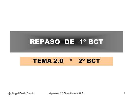 @ Angel Prieto BenitoApuntes 2º Bachillerato C.T.1 REPASO DE 1º BCT TEMA 2.0 * 2º BCT.