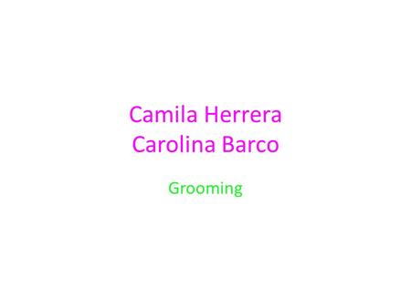 Camila Herrera Carolina Barco Grooming. Grooming El Grooming Por Internet De Niños Es Un Nuevo Tipo De Problema Relativo A La Seguridad De Los Menores.