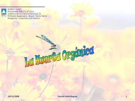 [] [] UNPA – UASJ. Profesorado EGB 1º y 2º Ciclo. Didáctica de las Ciencias Naturales II Profesora Responsable: Bogner Norma Nellis. Integrante: Licenciada.