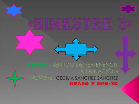 «BIMESTRE 3» TEMA: «SENTIDO DE PERTENENCIS A LA NACIÓN»