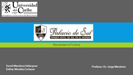 Mercadotecnia Turística David Mendoza Velázquez Esther Morales Cortazar Profesor: Dr. Jorge Mendoza.