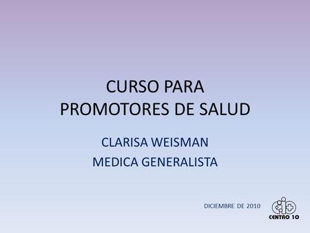 CURSO PARA PROMOTORES DE SALUD