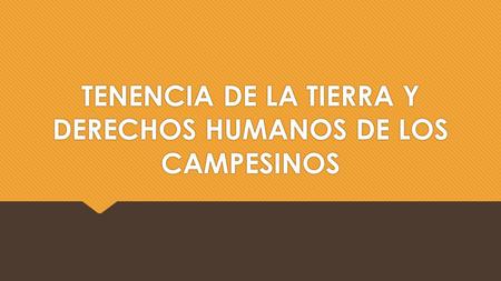 TENENCIA DE LA TIERRA Y DERECHOS HUMANOS DE LOS CAMPESINOS