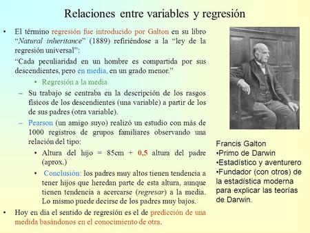 Relaciones entre variables y regresión