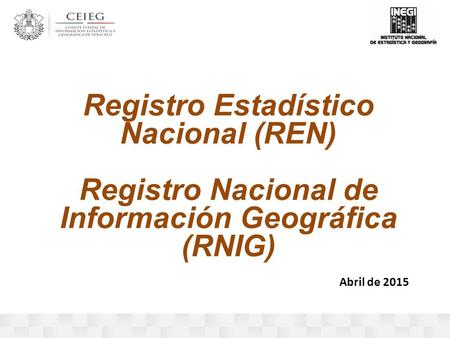 Abril de 2015 Registro Estadístico Nacional (REN) Registro Nacional de Información Geográfica (RNIG)