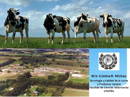 M.V. Cristina R. Micheo Tecnología y Calidad de la Leche y Productos Lácteos Facultad de Ciencias Veterinarias UNCPBA.