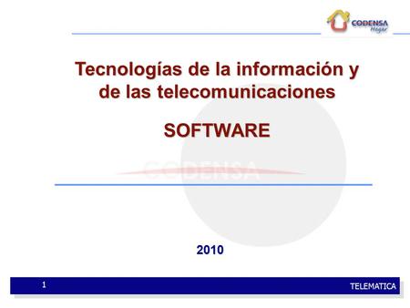 TELEMATICA 1 Tecnologías de la información y de las telecomunicaciones SOFTWARE 2010.