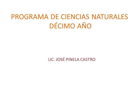 PROGRAMA DE CIENCIAS NATURALES DÉCIMO AÑO
