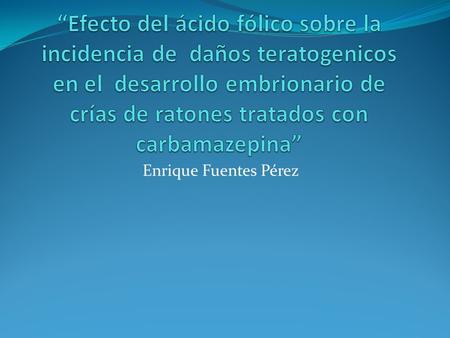 “Efecto del ácido fólico sobre la incidencia de daños teratogenicos en el desarrollo embrionario de crías de ratones tratados con carbamazepina” Enrique.