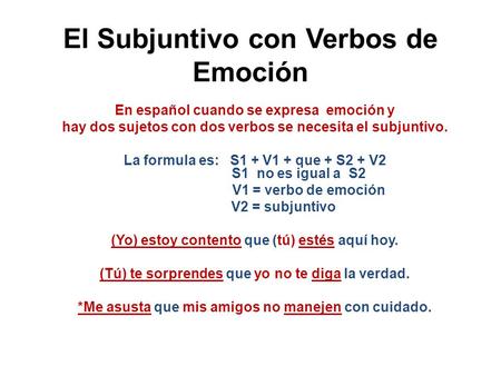 El Subjuntivo con Verbos de Emoción