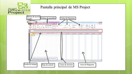 Pantalla principal de MS Project