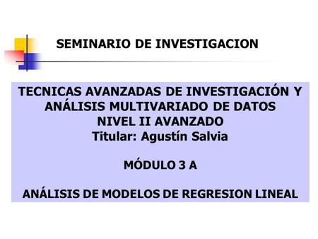 SEMINARIO DE INVESTIGACION Titular: Agustín Salvia