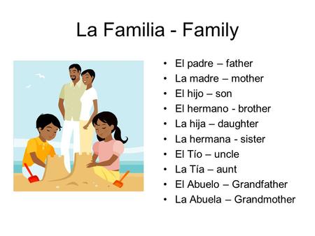 La Familia - Family El padre – father La madre – mother El hijo – son